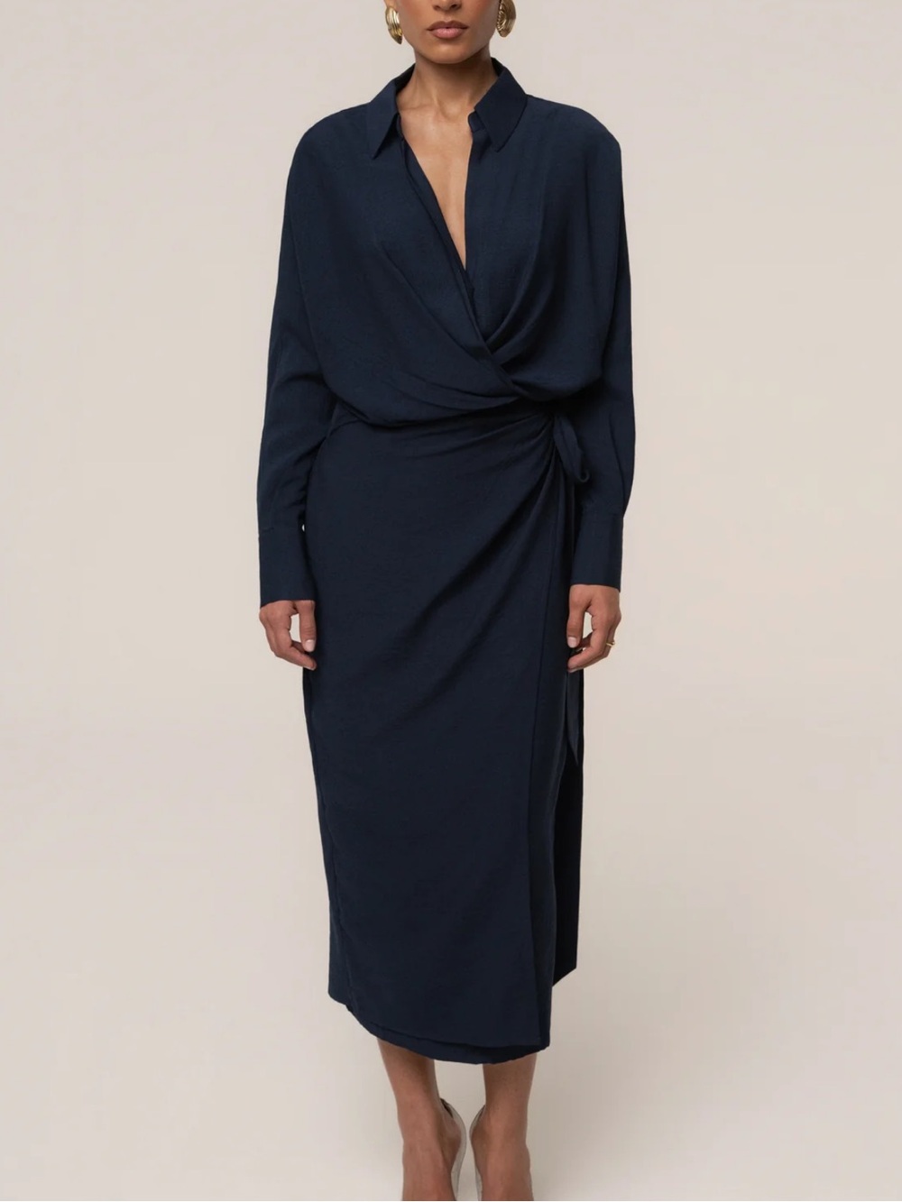Jluxlabel Navy Skyline Wrap Midi Dress